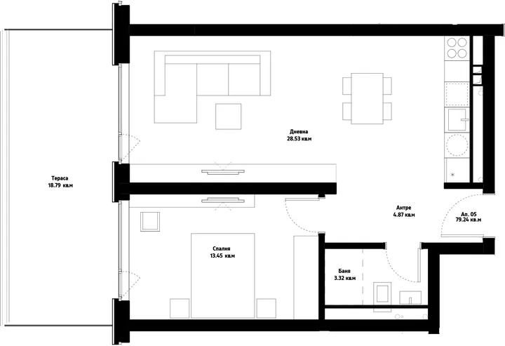 Room-by-room layout — Apartment 5